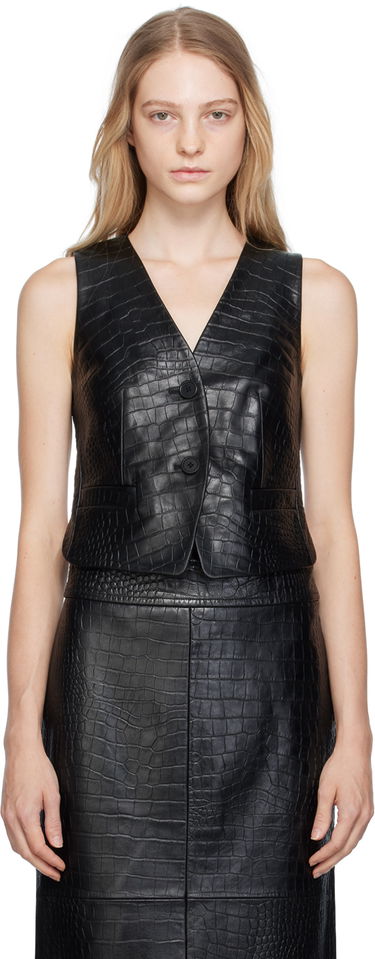 Жилетка Helmut Lang Helmut Lang Embossed Leather Vest Черно | N06HW104, 0