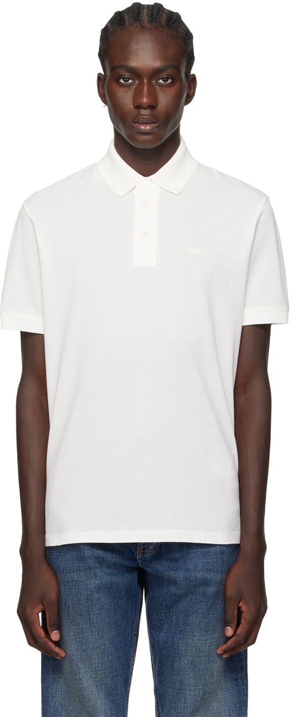 Поло тениска Emporio Armani Embroidered Polo "Off-White" Бяло | 3D1FF2 1JTKZ, 0