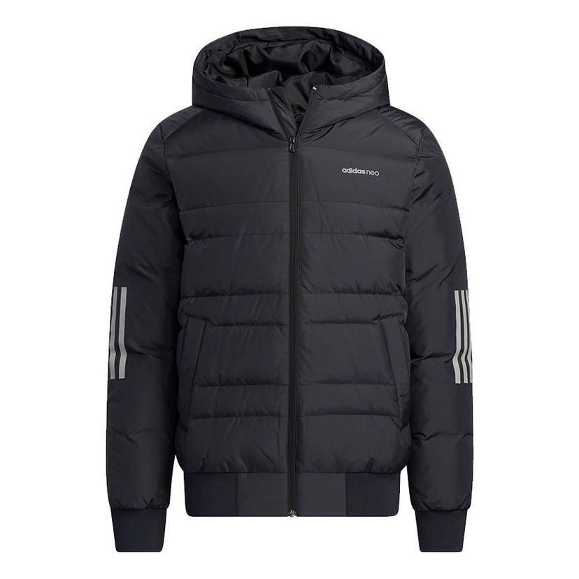 Пухо яке adidas Originals 3S Hooded Down Jacket Черно | H45283