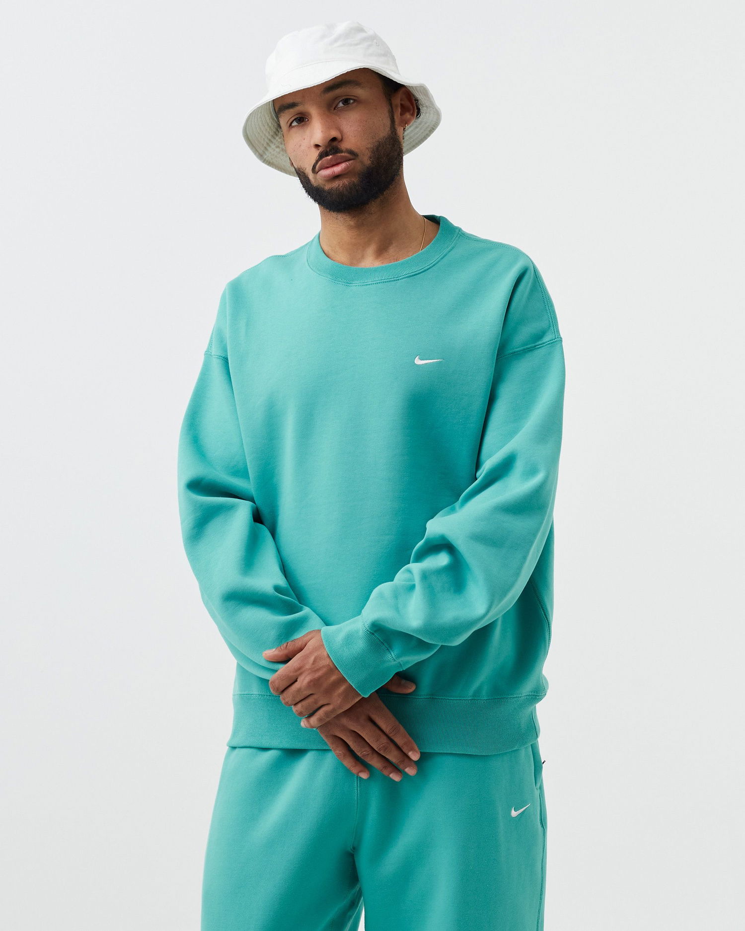 Суитчър Nike Solo Swoosh Fleece Crew Washed Тюркоазено | CV0554-393, 0