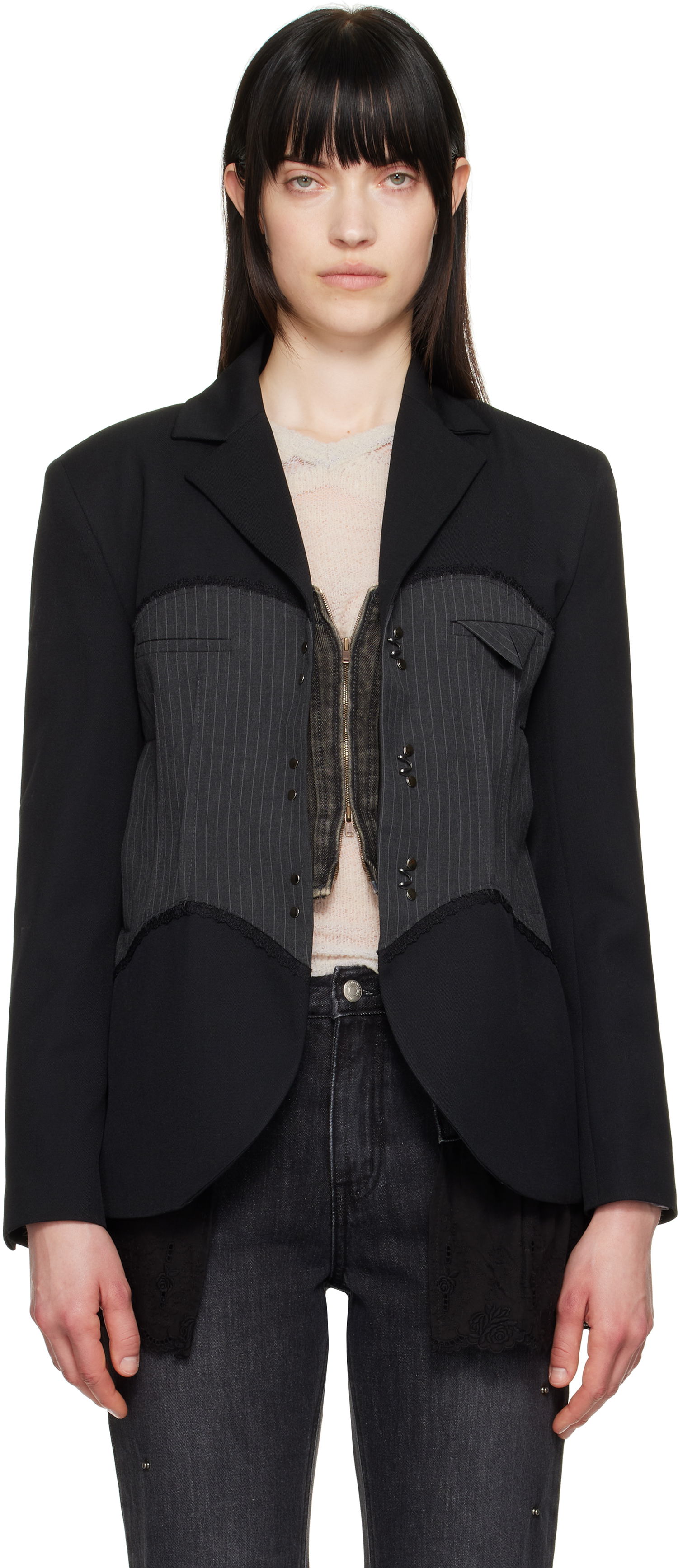 Яке Andersson Bell Andersson Bell Corset Inserted Blazer Черно | awa684w, 0