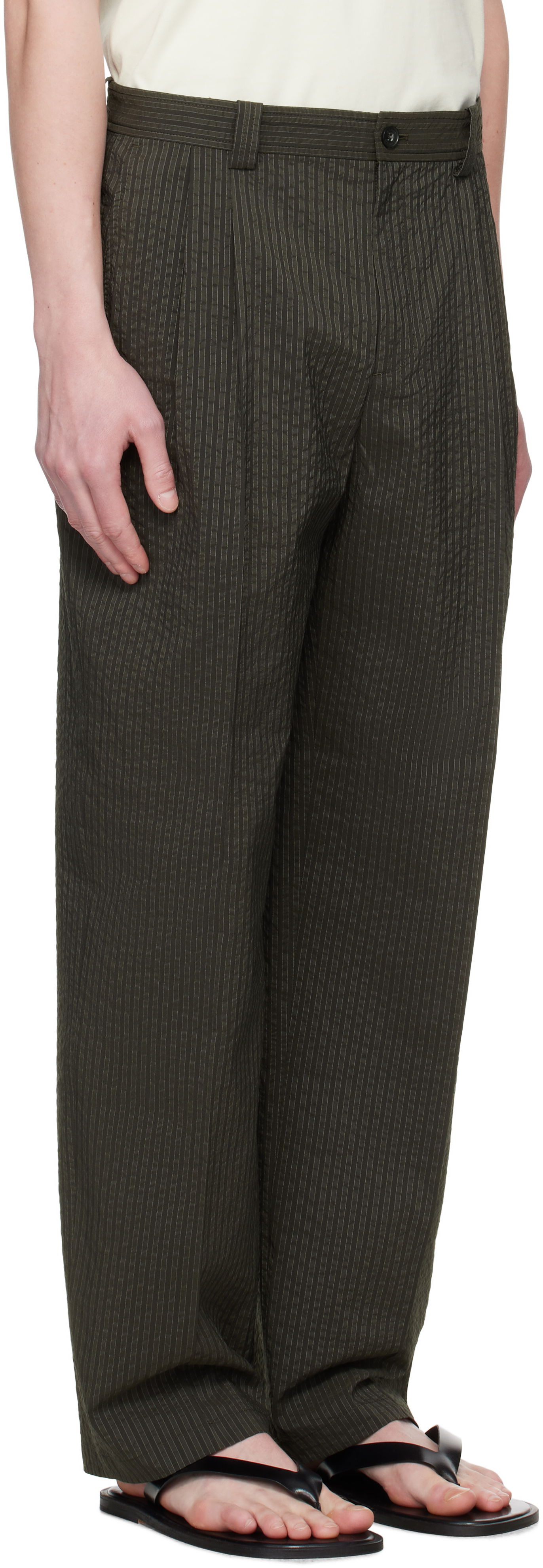 Панталони MAISON KITSUNÉ Maison Kitsuné Relaxed Pleated Trousers Зелено | OM01112WC5032, 1