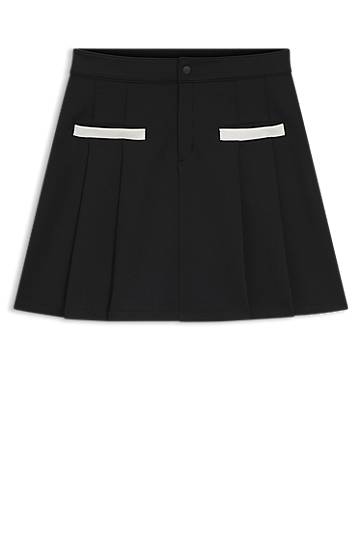Пола BOSS Pleated Jersey Skirt with Contrast Trim Черно | 50542759, 0