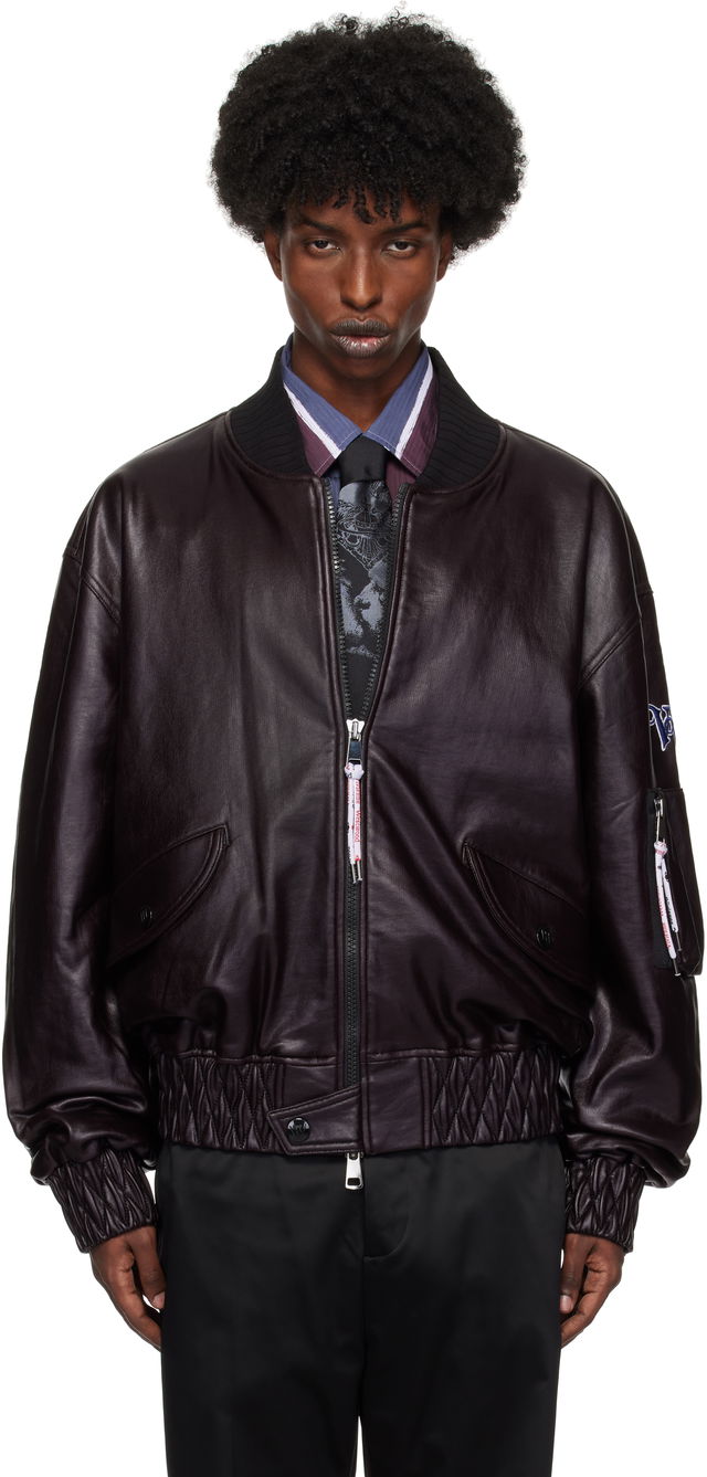 Faux-Leather Bomber Jacket