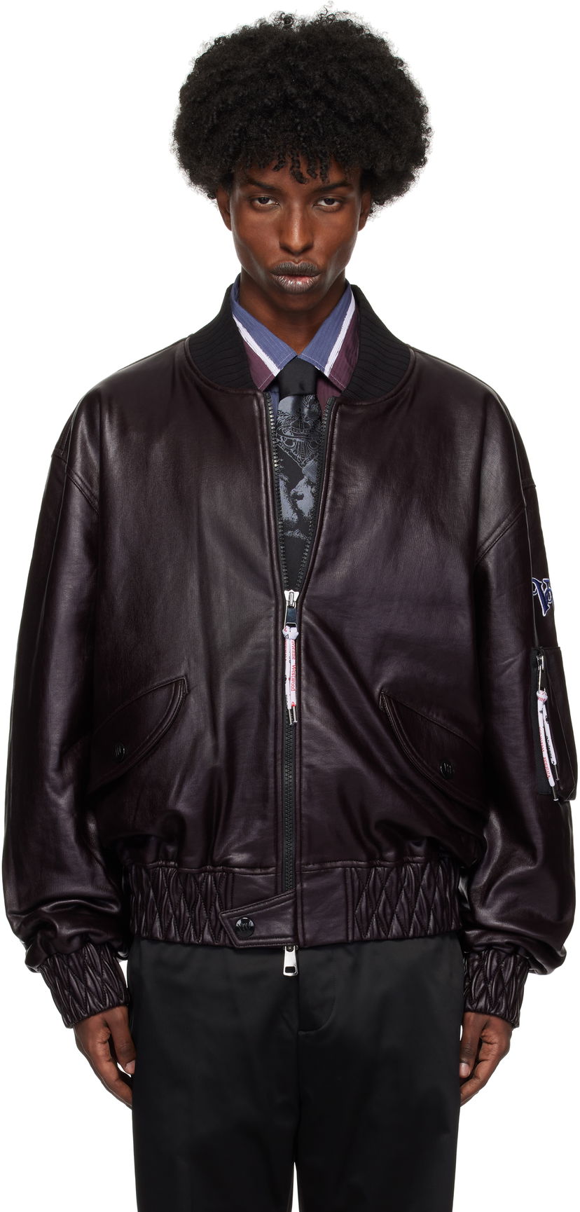 Яке бомбър Vivienne Westwood Faux-Leather Bomber Jacket Черно | 3304000G-J007R-