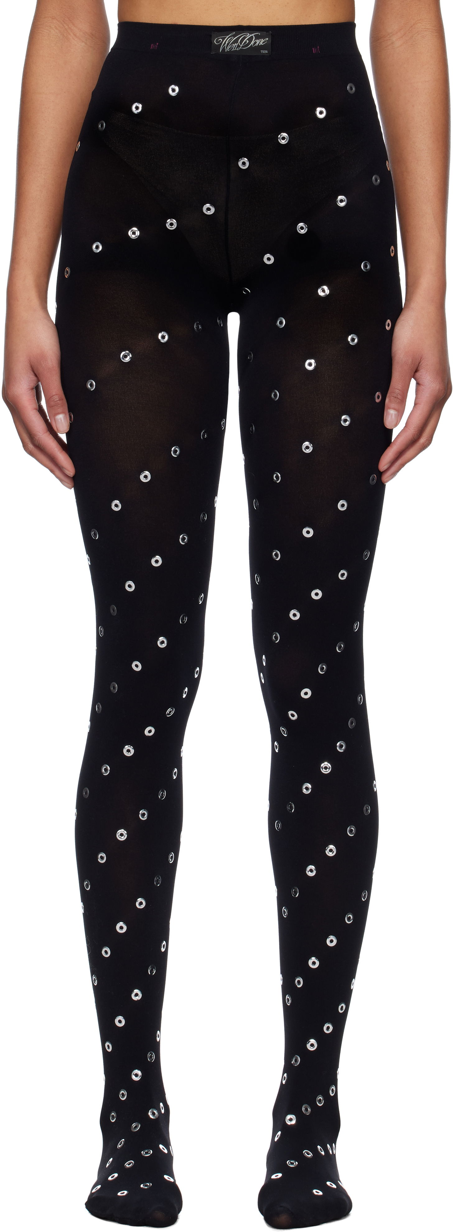 Чорапи We11done We11done Eyelet Tights Черно | WD-LE0-25-285-W-BK, 0