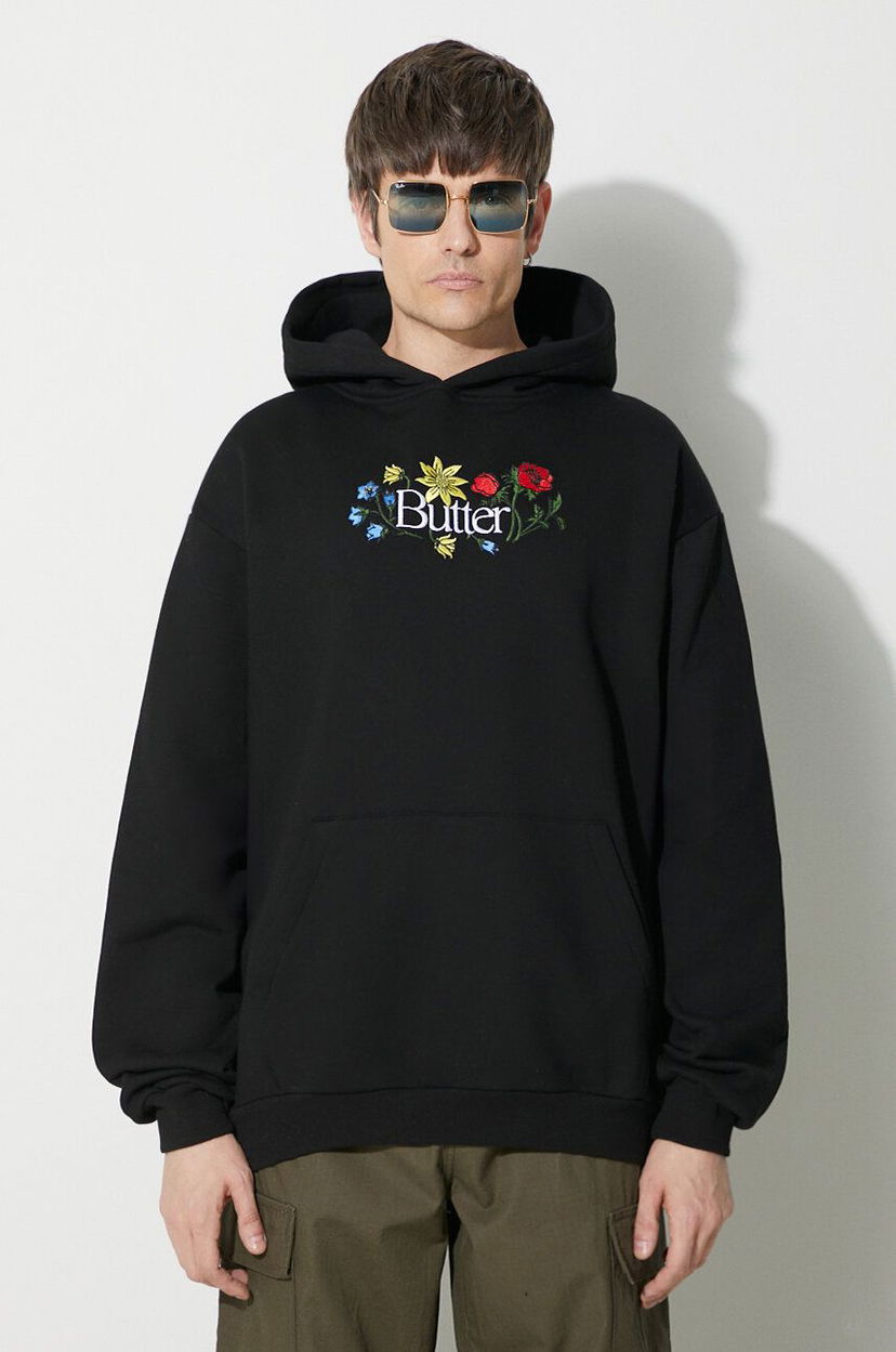 Суитчър Butter Goods Floral Embroidered Hoodie Черно | BGQ423D11404