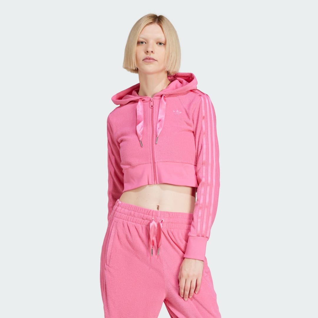 Суитчър adidas Performance Cropped Terry Full-Zip Hoodie Розово | JN3004, 0