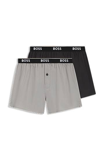Боксерки BOSS BOSS Two-Pack Cotton Pyjama Shorts with Logo Waistbands Сиво | 50545913, 0