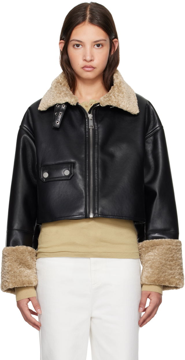 Faux Leather Cropped Jacket