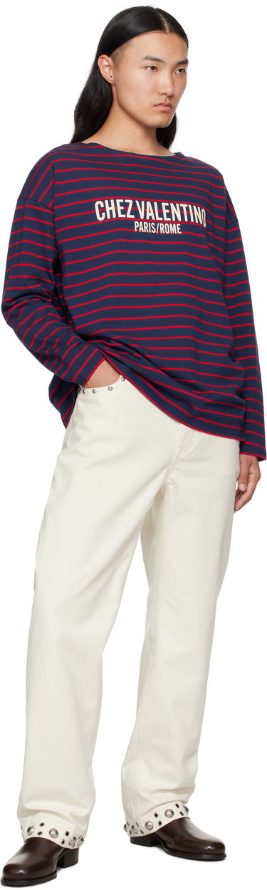Тениска Valentino Valentino 'Chez Valentino' Print Long Sleeve T-Shirt Тъмно синьо | 7V3MG16RAYJ, 3