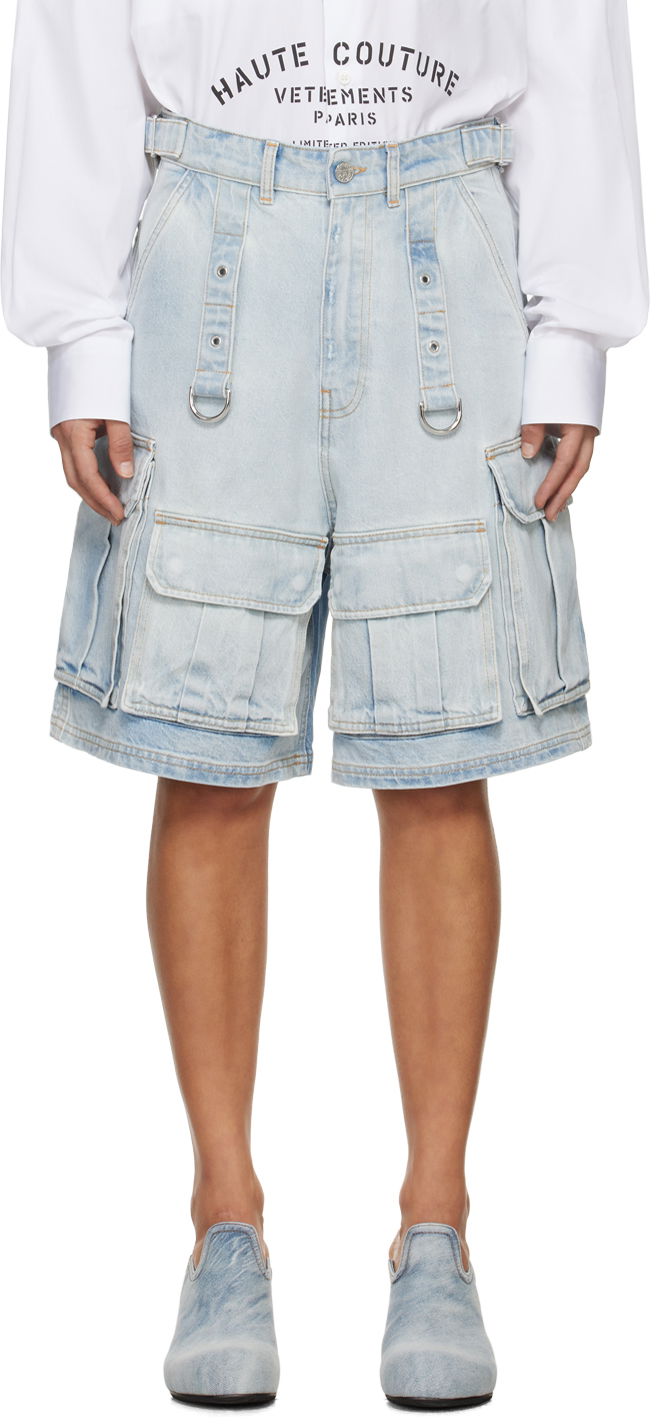 Къси панталони VETEMENTS Vetements Multipocket Denim Shorts Синьо | UE64SS100N, 0