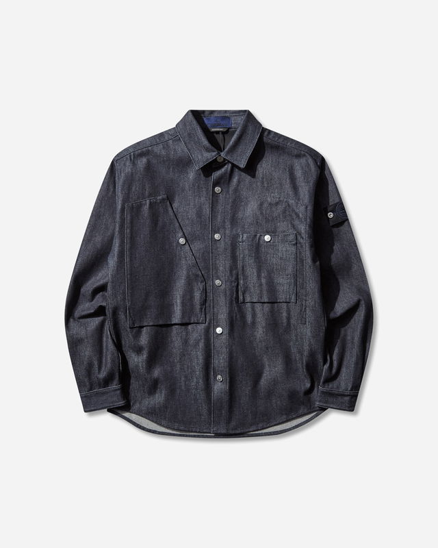 Long Sleeve Raw Denim Patch Pocket Shirt