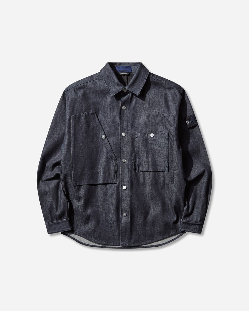 Риза Stone Island Long Sleeve Raw Denim Patch Pocket Shirt Тъмно синьо | K2S15-1100008-S00J8 VJ200