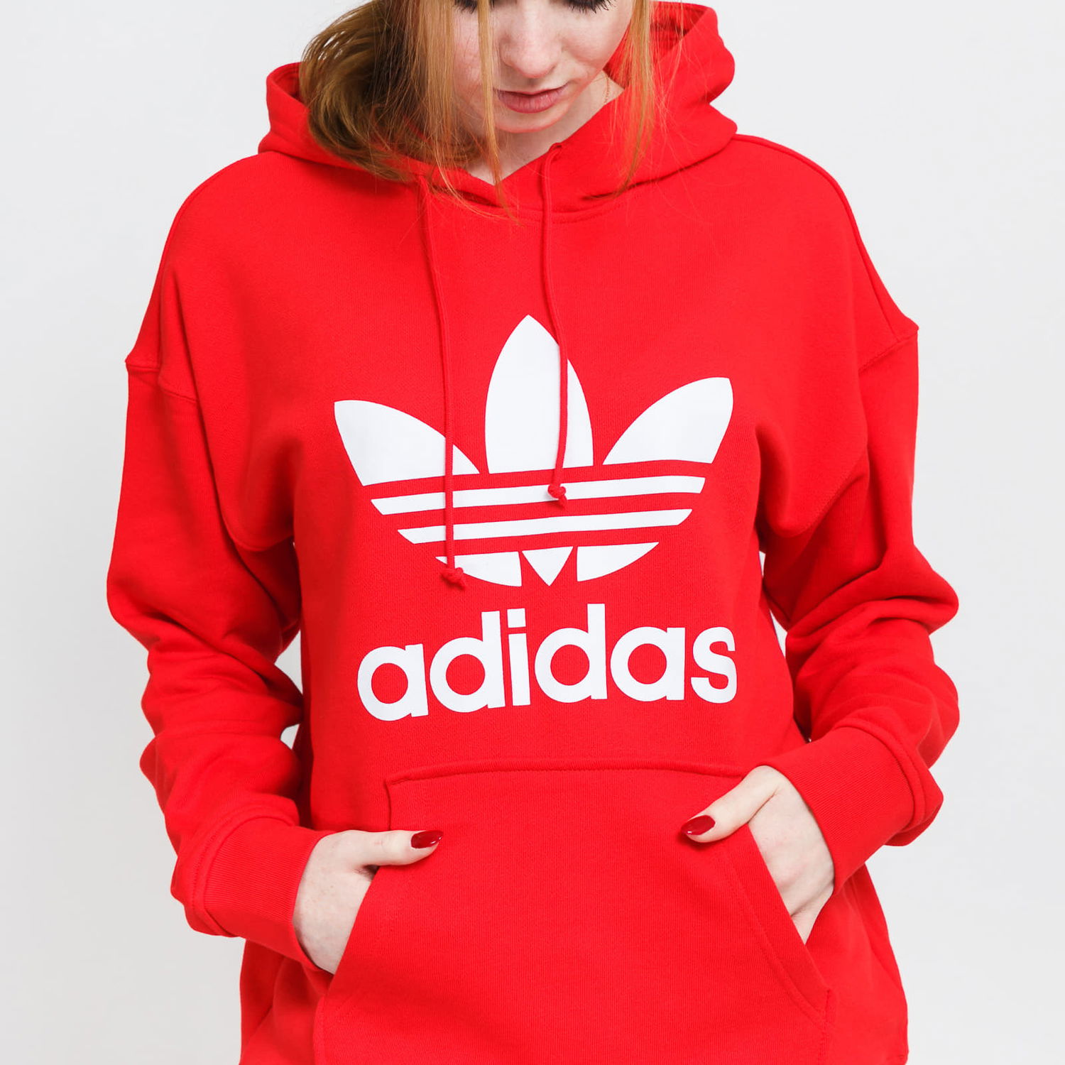Суитчър adidas Originals Trefoil Hoodie Червено | HE6953, 1