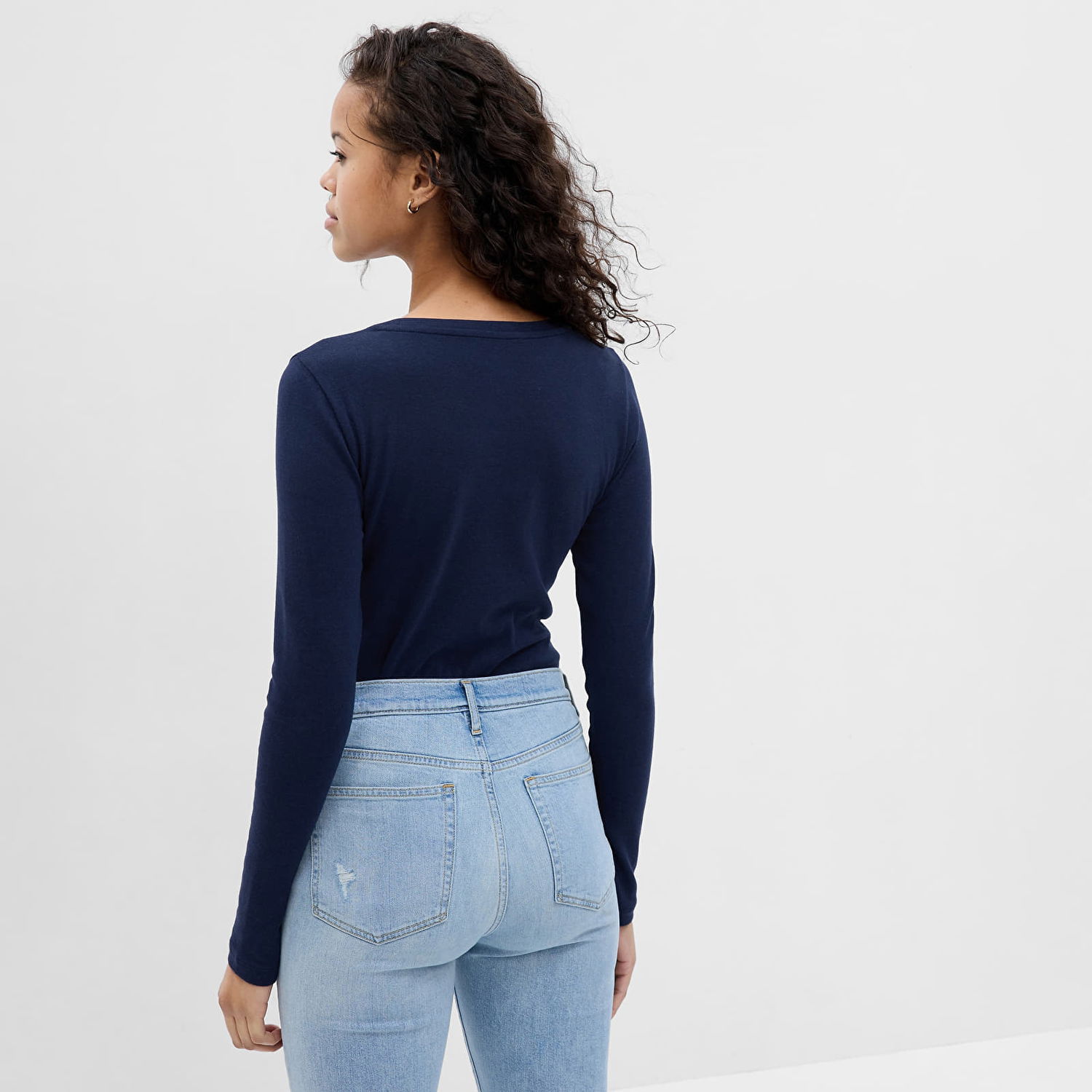 Тениска GAP Longsleeve Crewneck Modal Tee Navy Uniform Тъмно синьо | 540609-02, 1