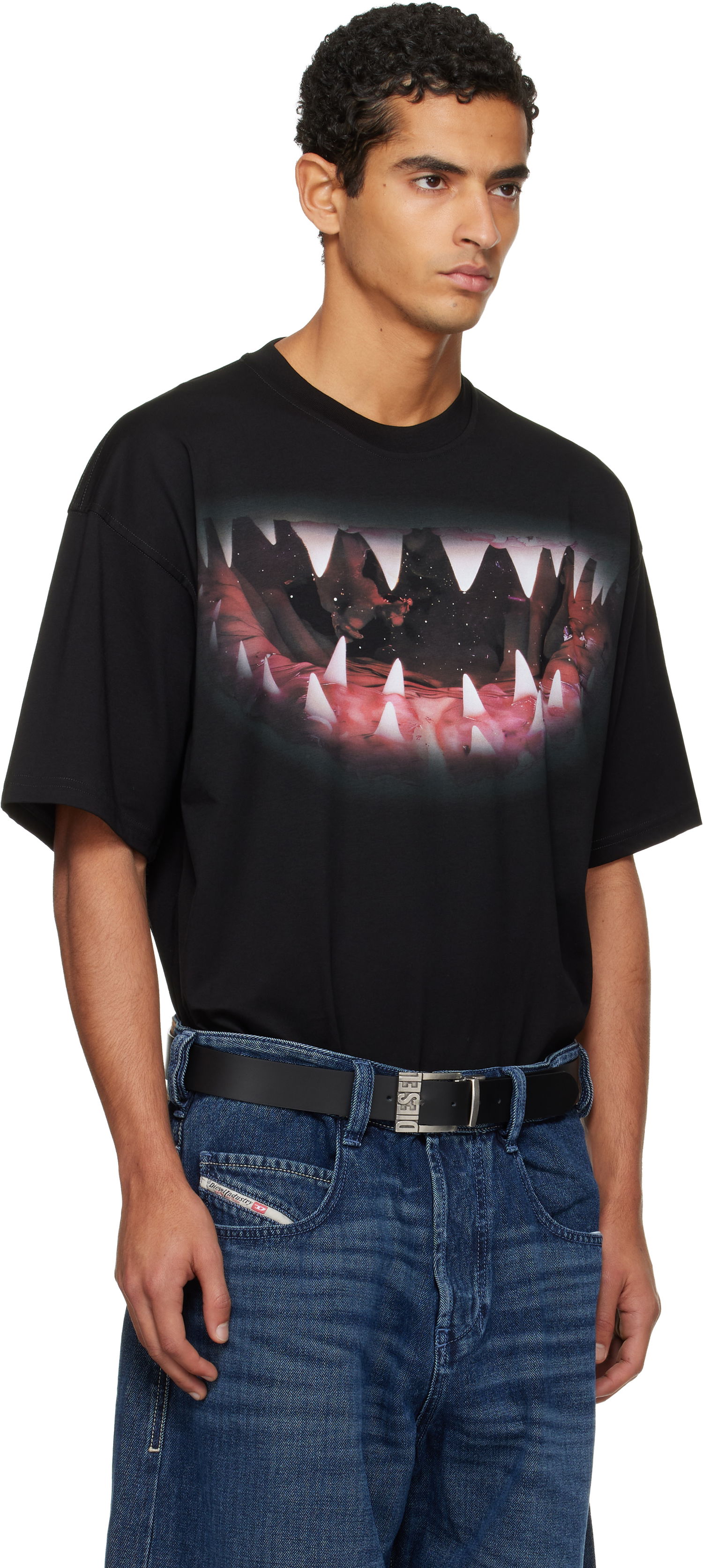 Тениска Diesel Shark Jaw Print T-Shirt Черно | A19617-0PLAT-9XX, 1