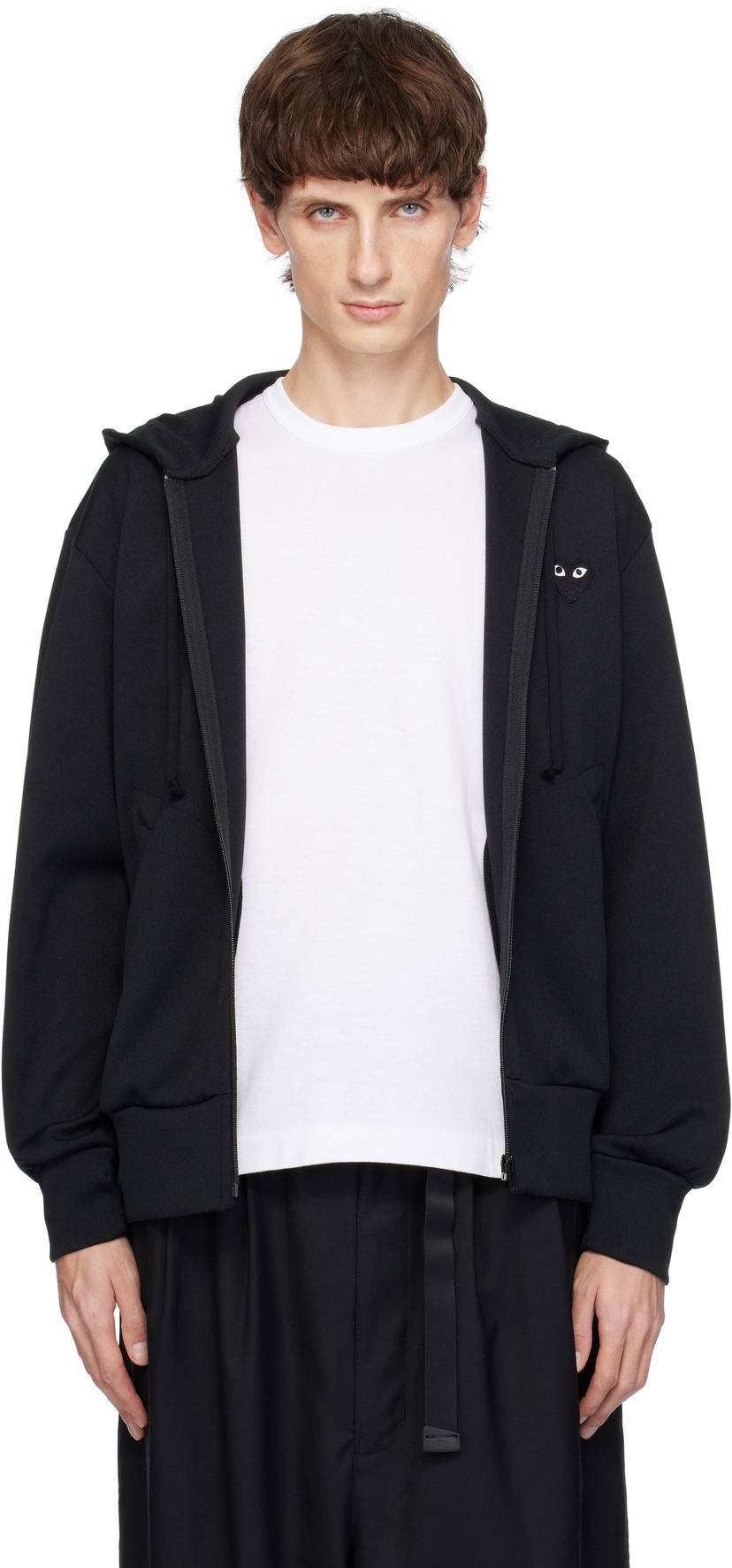 Суитчър Comme des Garçons Zip Hoodie with Big Heart Print Черно | AX-T254-051