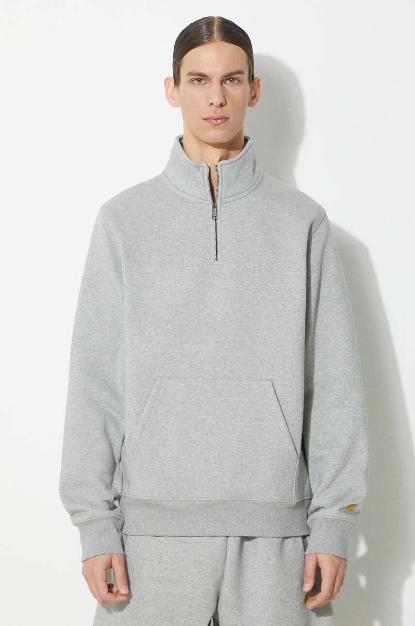 Суитчър Carhartt WIP Chase Quarter-Zip Sweatshirt with Kangaroo Pocket Сиво | I033665.00MXX, 0