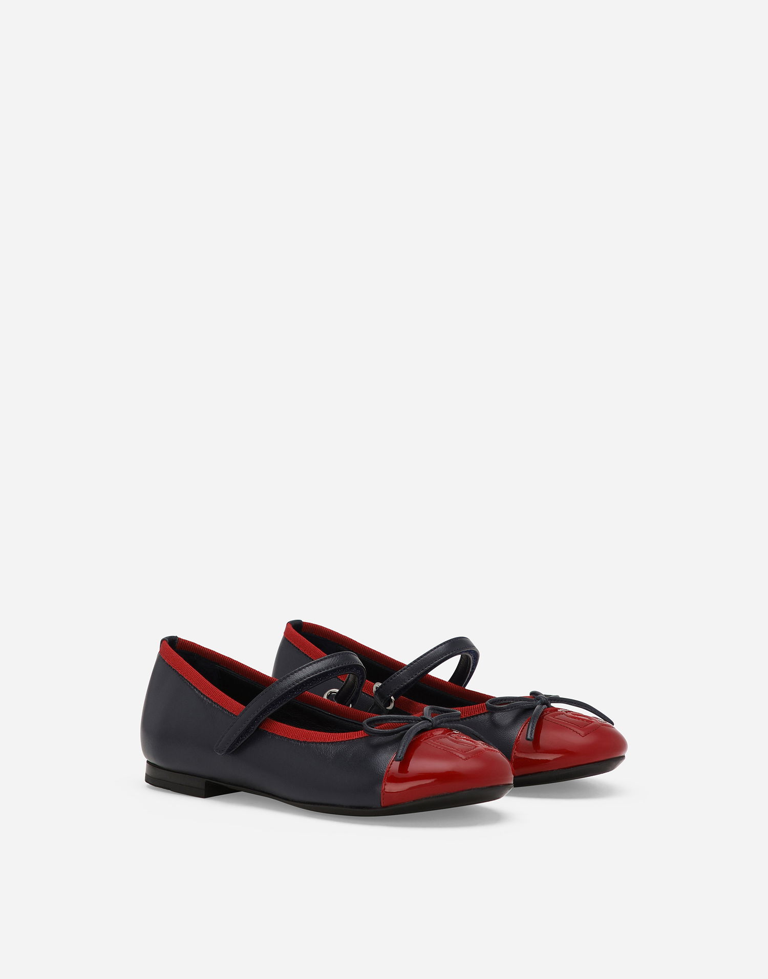 Кецове и обувки Dolce & Gabbana Calfskin and Patent Leather Ballet Flats with Bow Тъмно синьо | D11273A792489919, 1