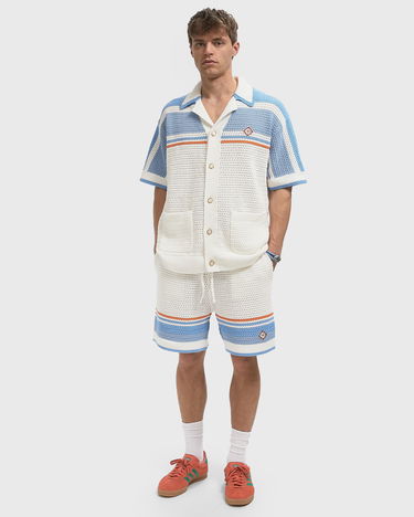 Къси панталони Casablanca Crochet Knit Striped Lounge Shorts Бяло | MPF25-KW-1011-01, 1
