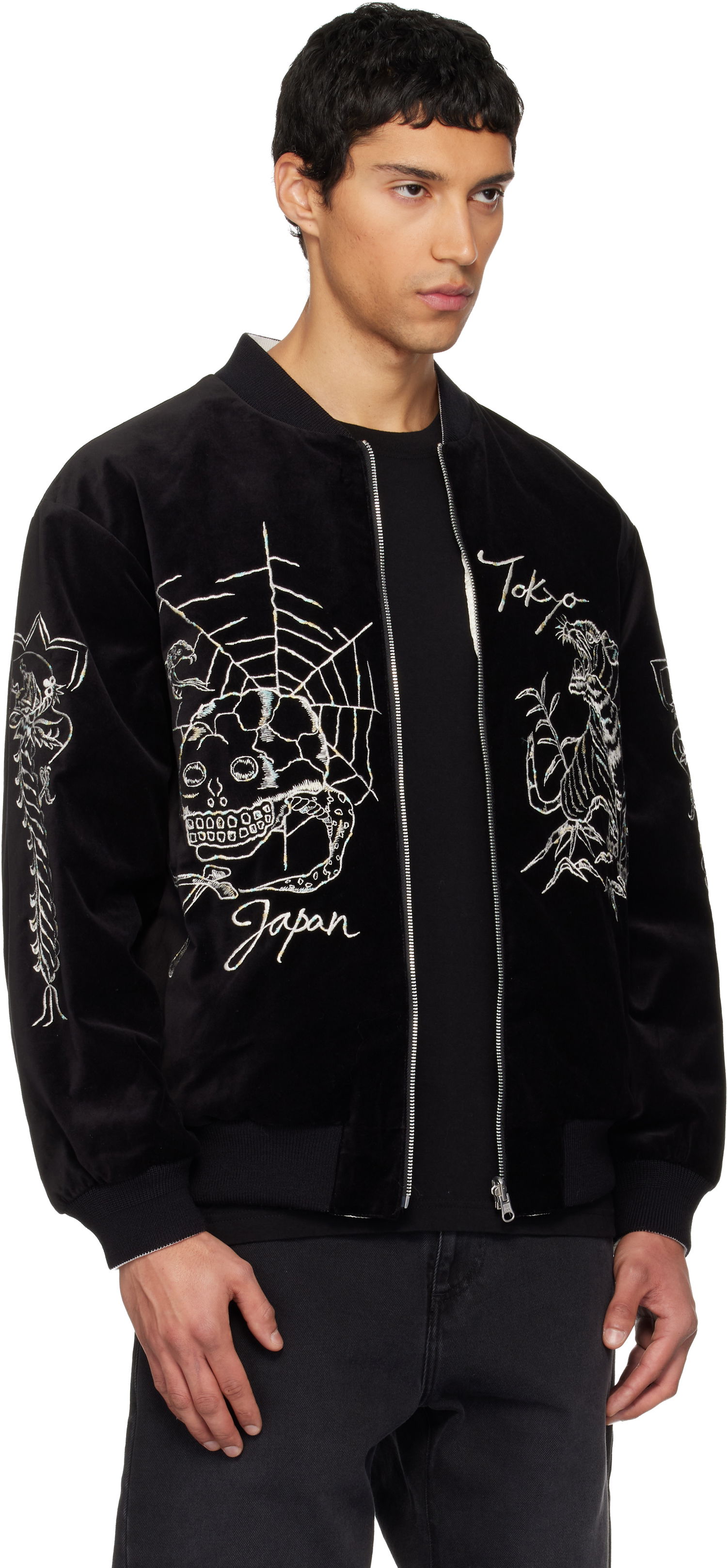 Яке бомбър Neighborhood Reversible Embroidered Souvenir Jacket Черно | 252AQNH-JKM03, 1