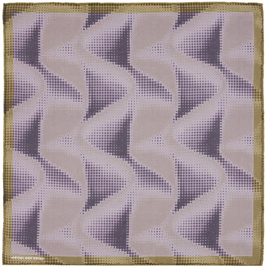 Облекло Dries Van Noten Brown & Purple Silk Pocket Square Металик | 242-021300-9008, 1