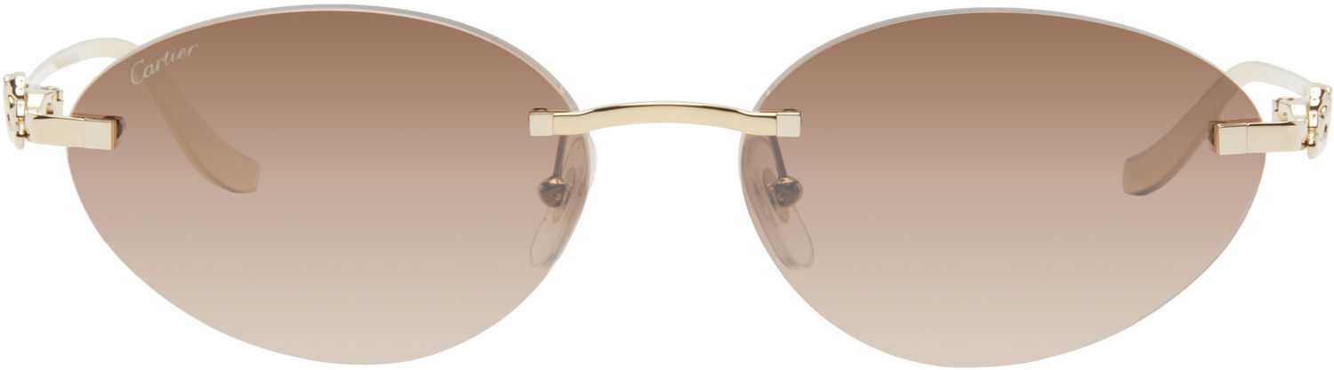Слънчеви очила Cartier 'Panthère de ' Round Sunglasses Кафяво | CT0504S-003, 0