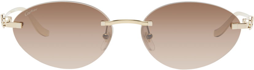 Слънчеви очила Cartier 'Panthère de ' Round Sunglasses Кафяво | CT0504S-003