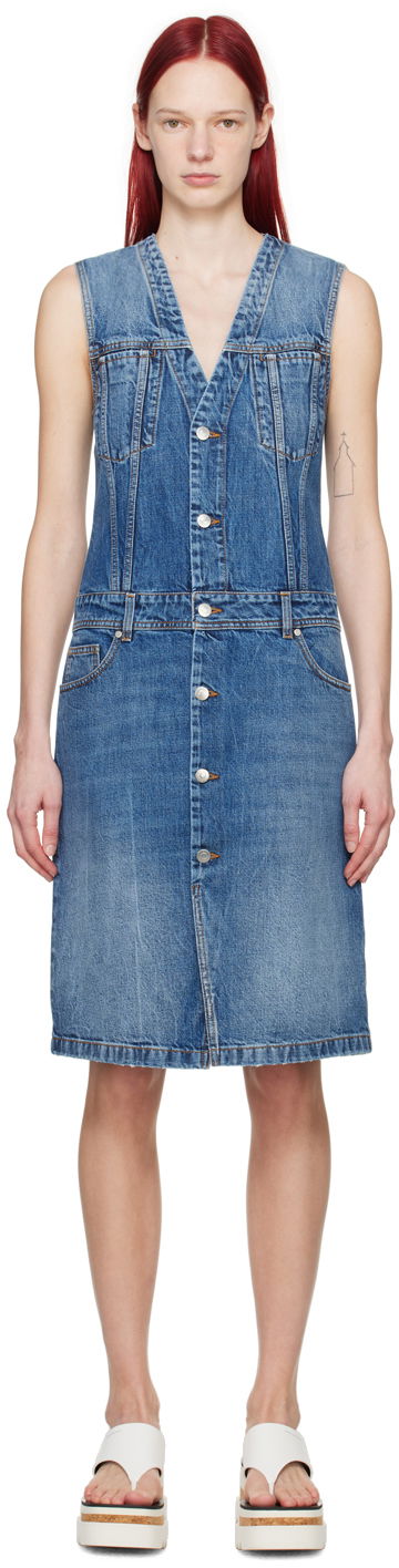 Pокля Stella McCartney Paneled Denim Midi Dress Синьо | 6D02763SPH69