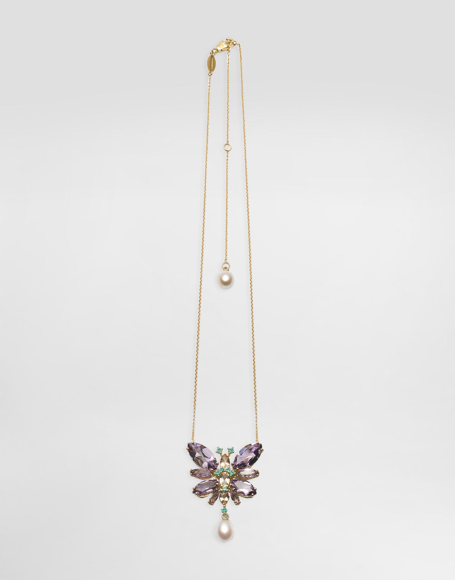 Колие Dolce & Gabbana Dolce & Gabbana 18K Gold Butterfly Necklace with Amethysts and Pearls Лилаво | WAJI1GWAM01ZOO00, 1