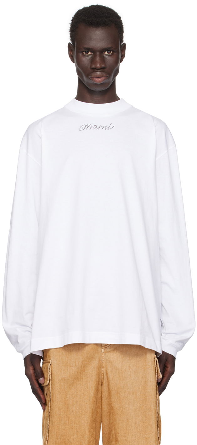 Тениска Marni Back Printed T-shirt Бяло | HUMU0242P1 USCY12, 0