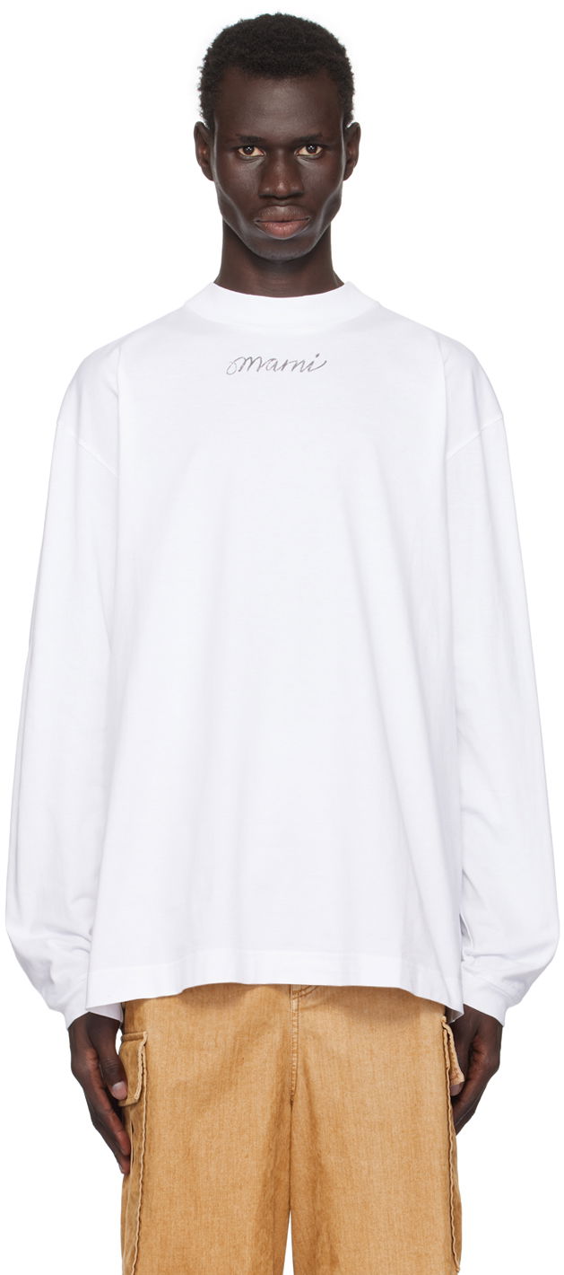 Тениска Marni Back Printed T-shirt Бяло | HUMU0242P1 USCY12