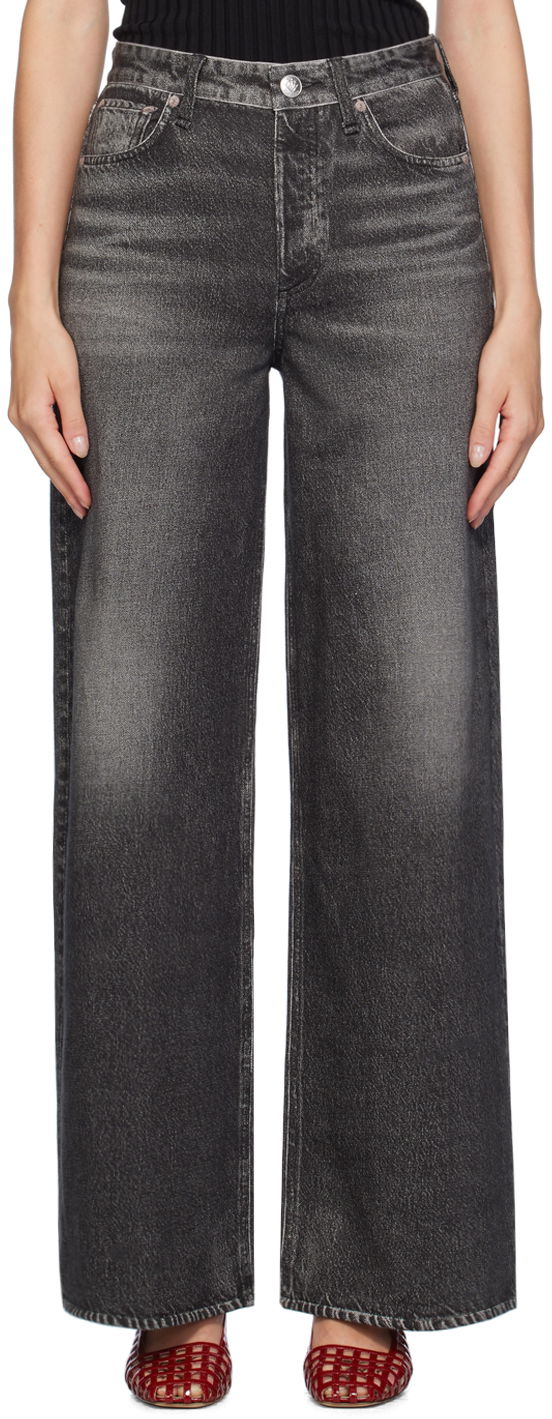 Дънки rag & bone Miramar Sofie Full Length Wide-Leg Trousers Черно | WCW24F70018201, 0
