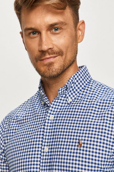 Риза Polo by Ralph Lauren Custom-Fit Oxford Checked Shirt Синьо | 710549084010, 4