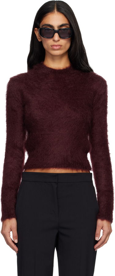Пуловер Max Mara Max Mara Adatti Fuzzy Cropped Mock-Neck Sweater Бургунди | 2521366263600, 0