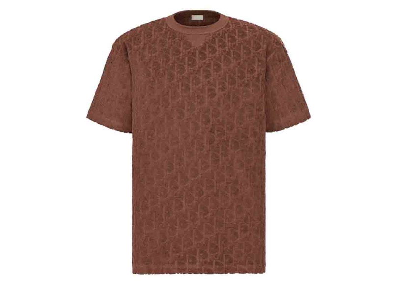 Тениска Dior Dior Oblique Relaxed Fit Terry Cotton Jacquard T-Shirt Кафяво | 113J692A0614_C777
