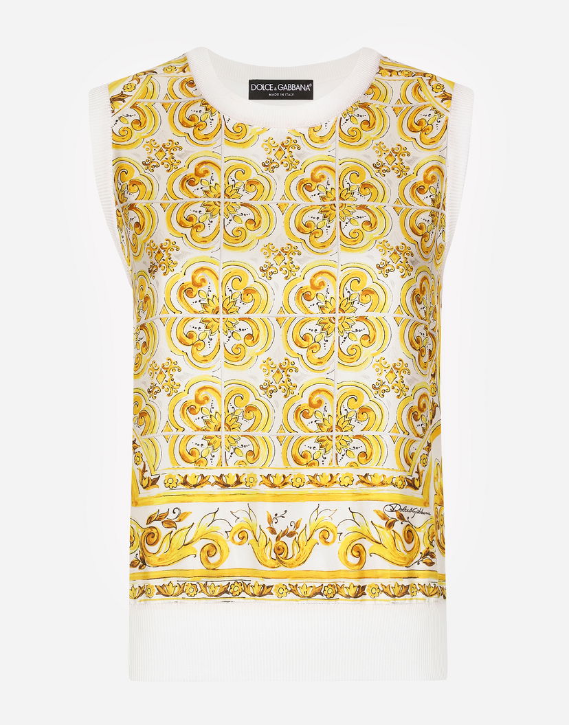 Потник Dolce & Gabbana Sleeveless Sweater With Print Бяло | FXT06TJBSJEHG3TN