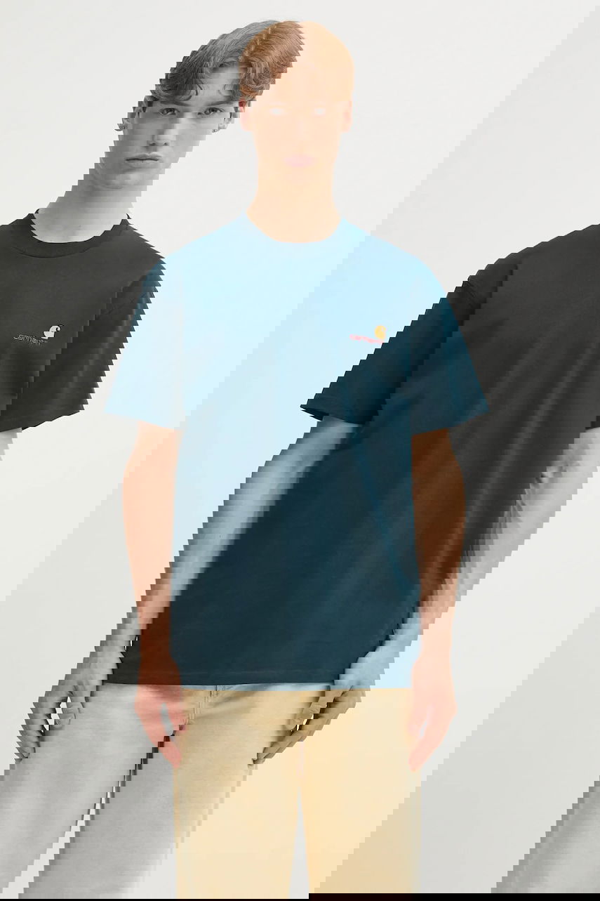 Тениска Carhartt WIP Short Sleeve American Script T-Shirt Зелено | I029956.0AUXX, 0