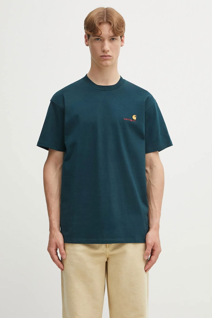 Тениска Carhartt WIP Short Sleeve American Script T-Shirt Зелено | I029956.0AUXX