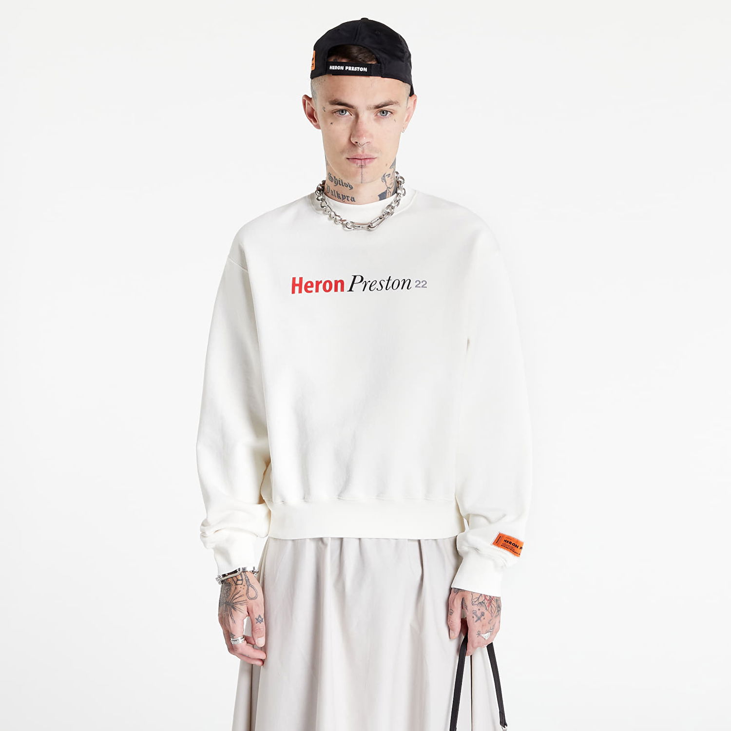 Суитчър HERON PRESTON Multi Heron Censored Crewneck Бяло | HMBA020F22JER0070184, 0
