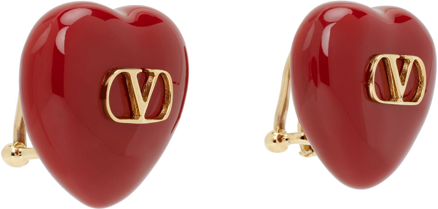 Обеци Valentino Valentino Garavani Coeur Royal Heart Earrings Червено | 6W2J0Y10MJP, 1