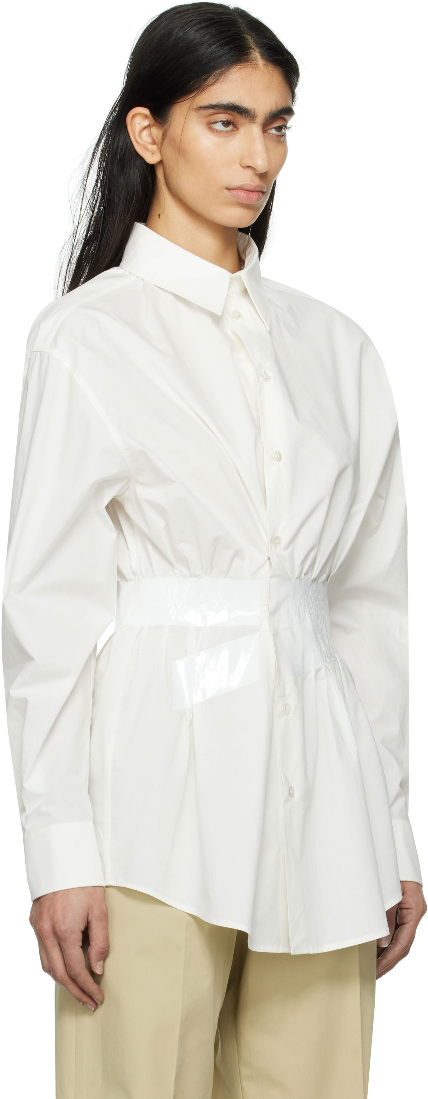 Риза Maison Margiela MM6 Maison Margiela Cotton Poplin Taped Shirt Бяло | S52DT0045 M35256, 1