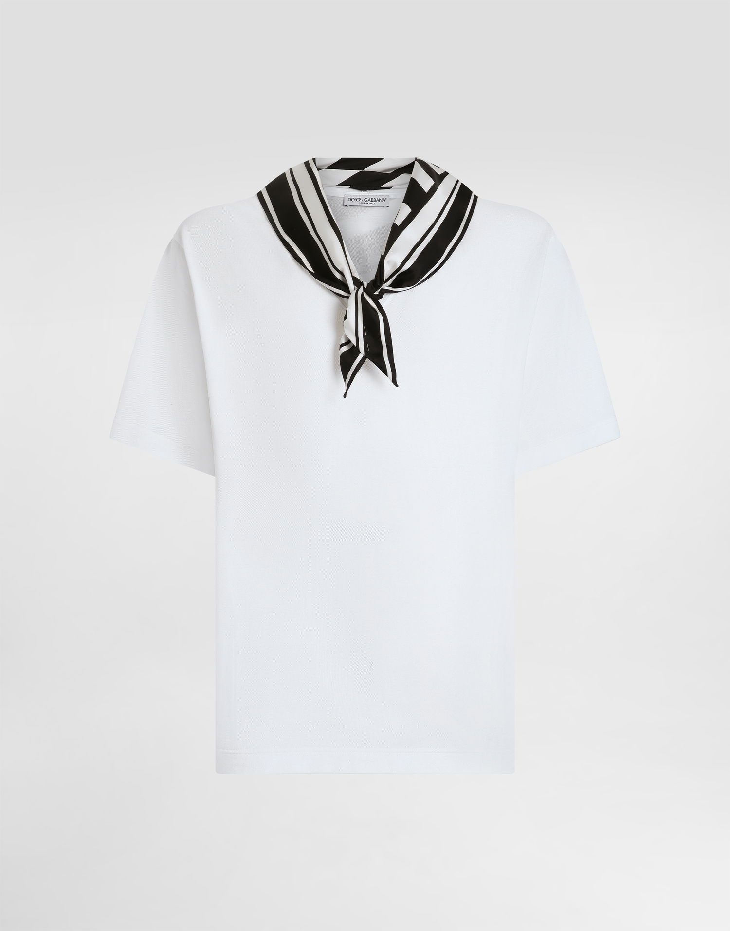 Тениска Dolce & Gabbana Dolce & Gabbana Jersey T-Shirt with Silk Scarf Бяло | G8SR8TG7O8EW0800, 0