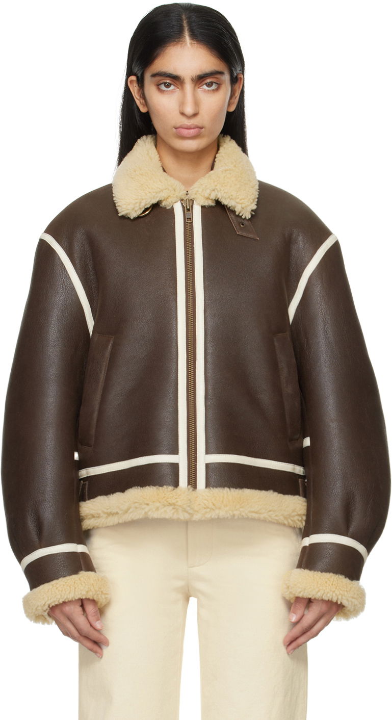 Яке бомбър Bode Aviator Shearling Jacket Кафяво | MRF23OW027, 0