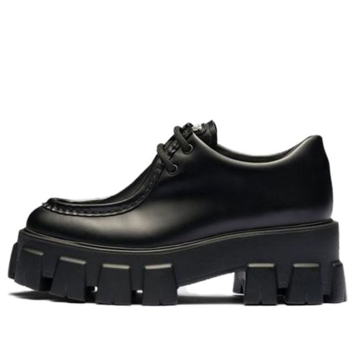 Кецове и обувки Prada Monolith Brushed Leather Lace-up Shoes Черно | 1E254N_B4L_F0002_F_B055