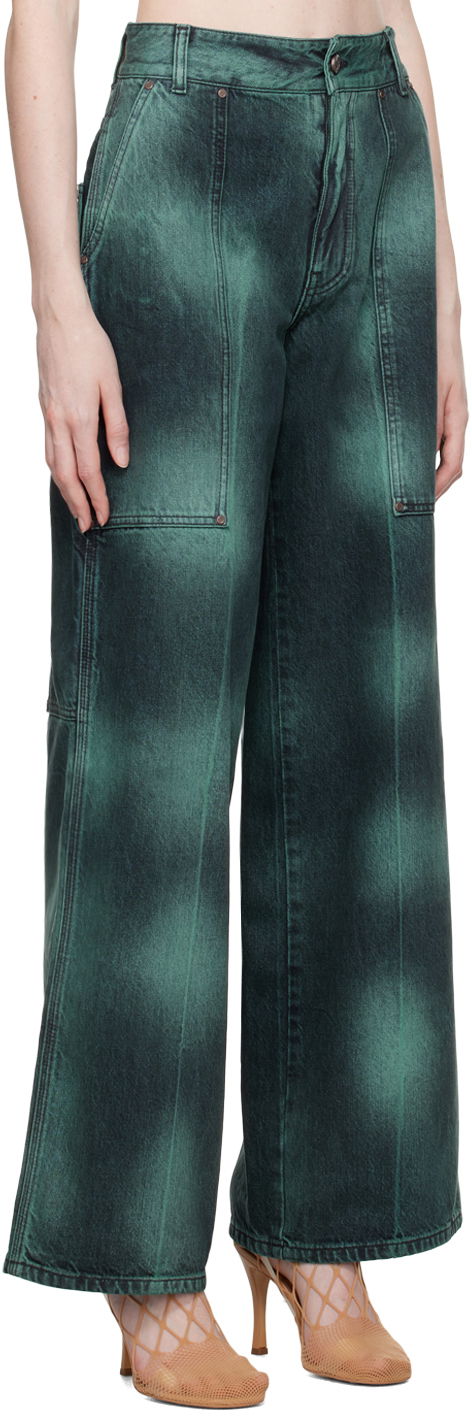 Дънки Stella McCartney Tie-Dye Wide-Leg Jeans Зелено | 6D01503SPH40, 1