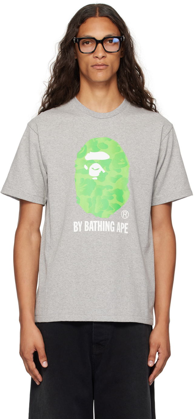 BAPE Gray Ink Camo Ape Head T-Shirt