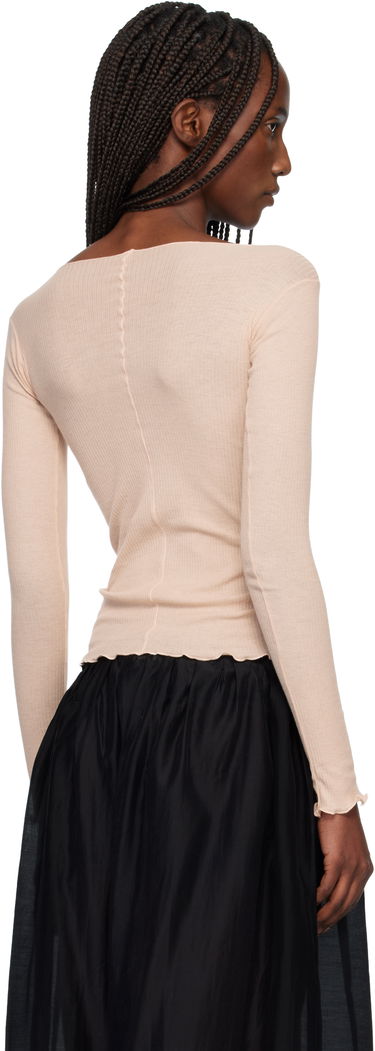 Тениска Baserange Pama Ribbed Lettuce Edge Exposed Seam Long Sleeve T-shirt Бежово | TTPAL-CR-WI25, 2