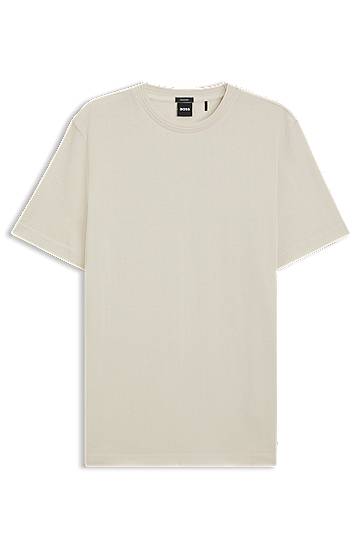 Тениска BOSS Cotton T-shirt with herringbone structure Бежово | 50549601